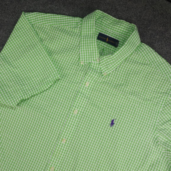 Ralph Lauren Other - Ralph Lauren Shirt Mens XXL Button Down Green Gingham Seersucker Pony Logo